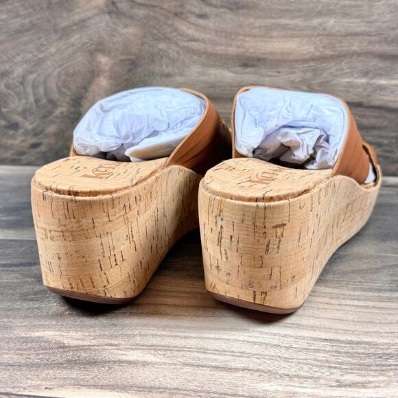 NIB Korks by Kork-Ease Noelle 8M Comfort Wedge Slide Sandals Light Brown PU - Picture 6 of 9